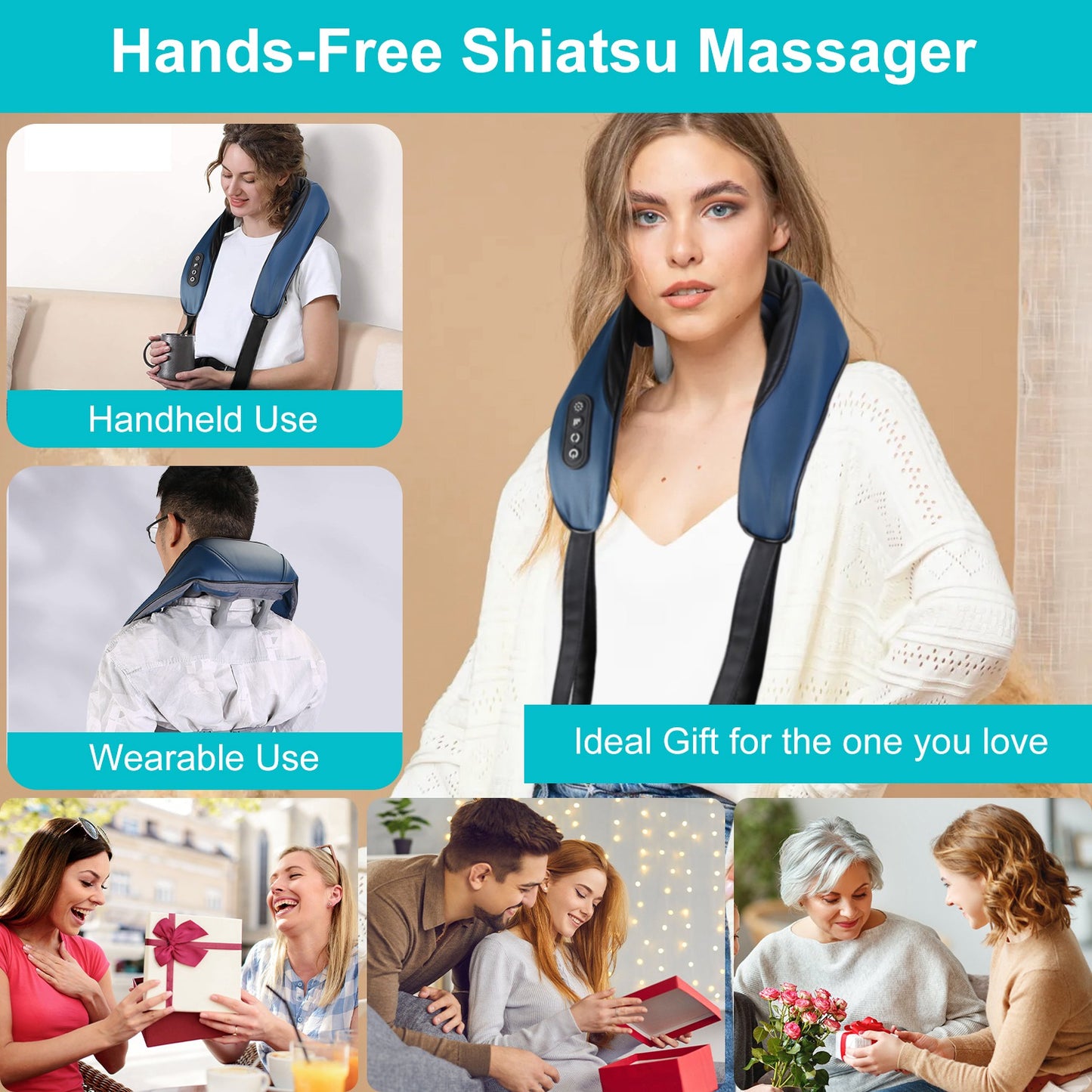 Electric Neck Shoulder Massager With Infrared Light Heating | Massage Pillow For Back Arms Thighs