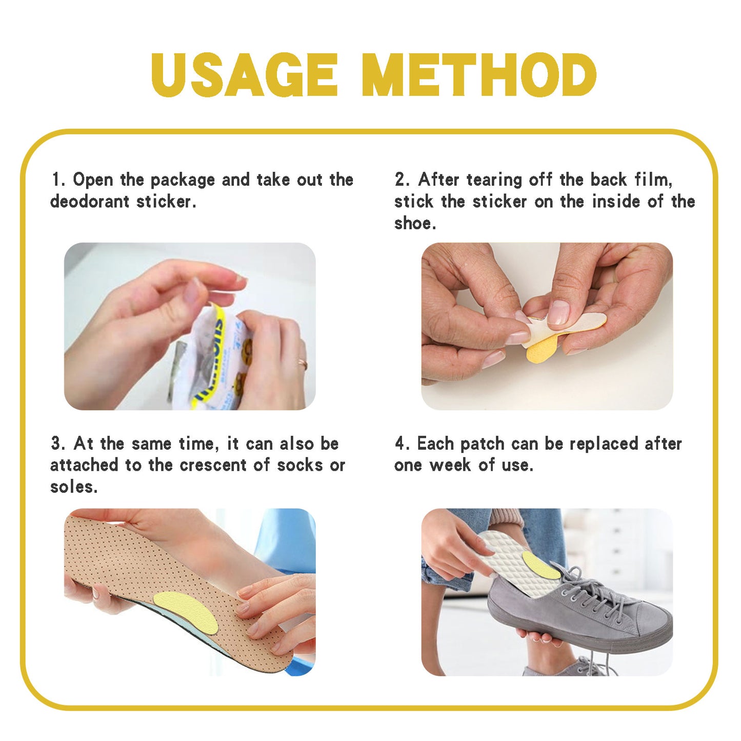 Shoe Deodorizing Stickers for Odor Control & Sweat Absorption (Lavender & Lemon Fresh)