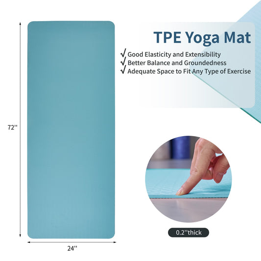 TPE Yoga Mat 72"x24" – Non-Slip, 5mm Thick, Lightweight | Green
