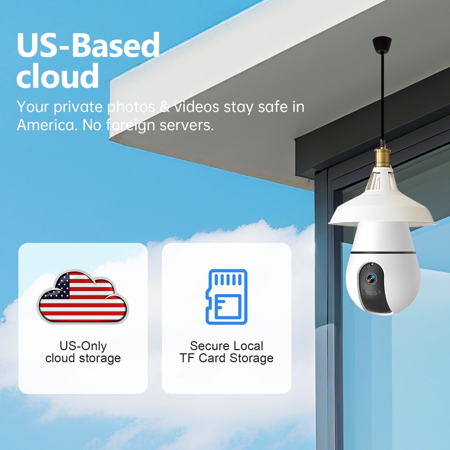 3MP WiFi PTZ Bulb Camera - 360° AI Detection Security Camera
