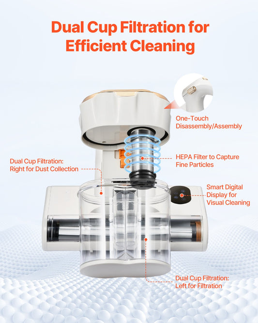 550W Mattress Vacuum Cleaner with HEPA Filter & Powerful 18Kpa Suction