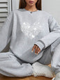 Women's Solid Color Crew Neck Sweatshirt with Side Pockets