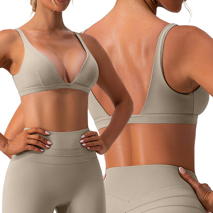 Women's V-Neck Sports Bra - Low Impact with Removable Pads