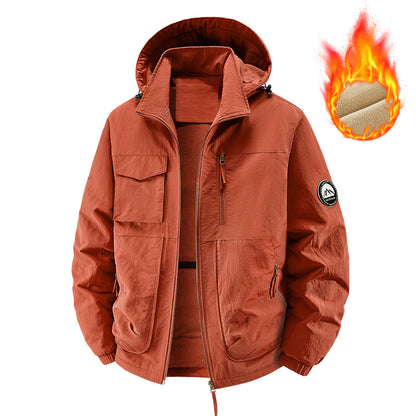 Fleece-Lined Hooded Thermal Windproof Jacket Coat