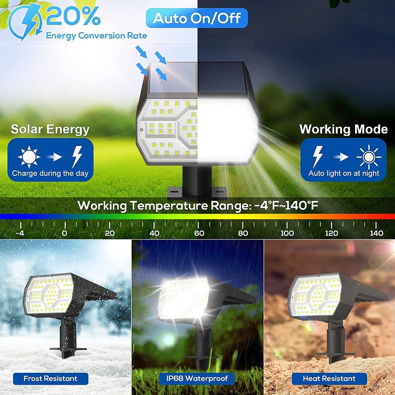 4 Pack Solar Outdoor Spot Lights with 56 LED, Waterproof IP68 Landscape Lighting for Garden, Yard & Pathway