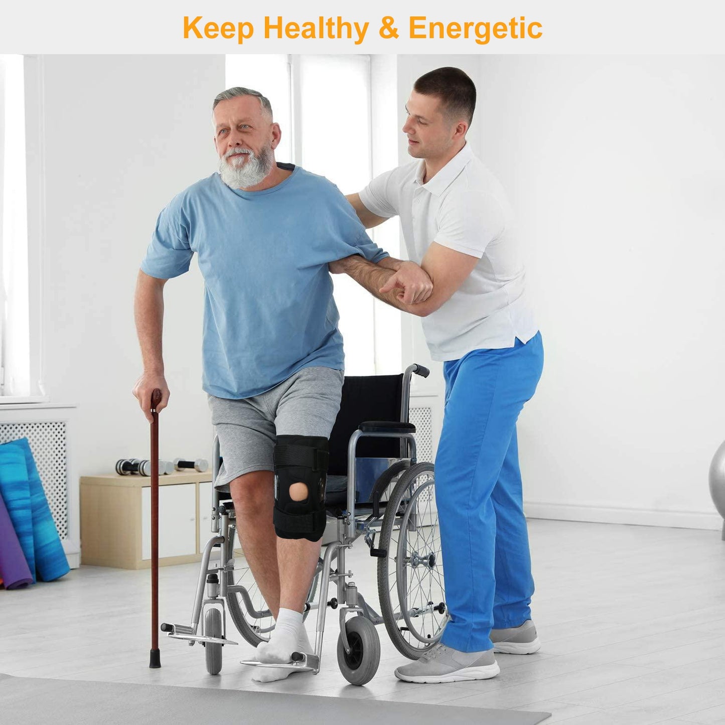 Adjustable Knee Brace with Open Patella & Removable Aluminum Hinges – Neoprene, Sizes M–XXL