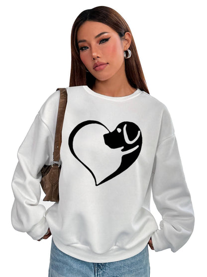 Women's Crew Neck Sweatshirt with Pockets - Comfortable Long Sleeve Top