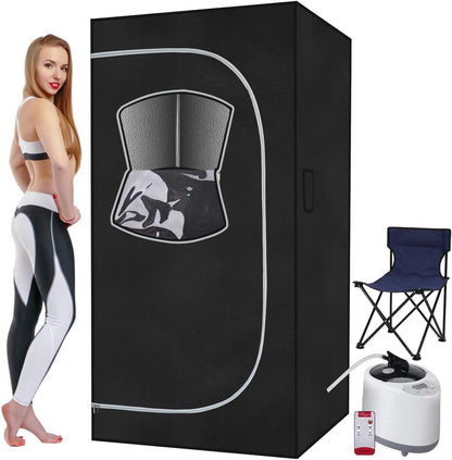 Portable Full Body Steam Sauna Tent with Chair & Remote for Home Relaxation