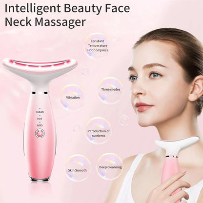 3-in-1 Face & Neck Massager with Heat & Vibration for Skin Tightening and Facial Sculpting