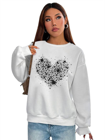 Women's Solid Color Crew Neck Sweatshirt with Side Pockets