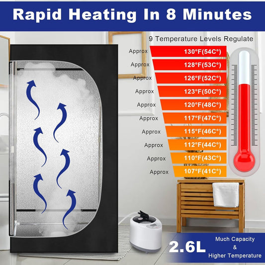 Portable Full Body Steam Sauna Tent with Chair & Remote for Home Relaxation