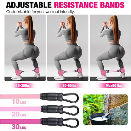 Ankle Resistance Bands with Cuffs for Glutes, Legs & Booty Workout