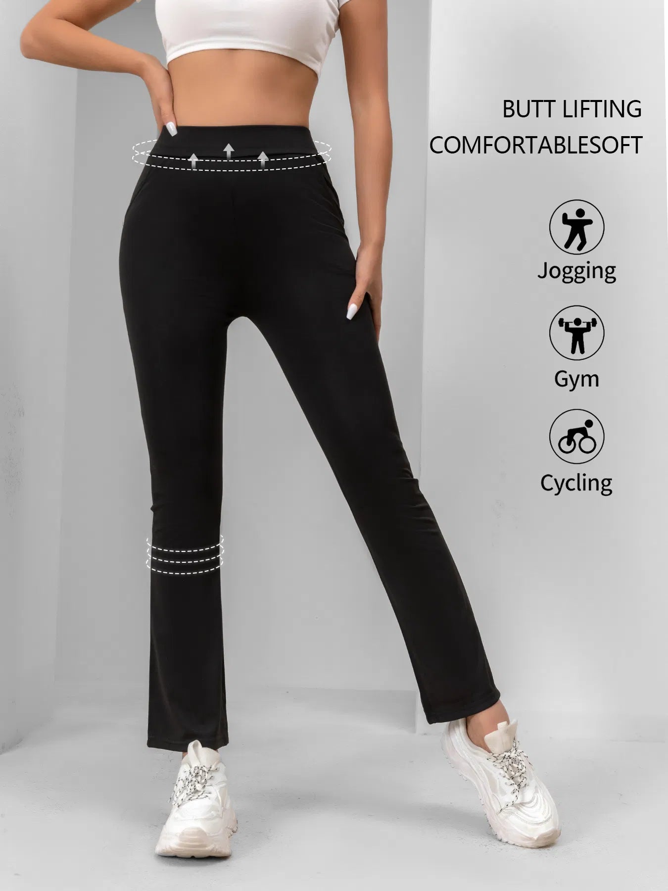 High-Waisted Flare Sharkskin Leggings – Slim Fit Yoga Pants (4-Pack)