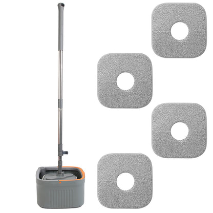 Spin Mop and Bucket System with 4 Microfiber Pads and Dual Compartment for Easy Home Floor Cleaning