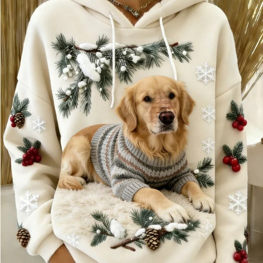 Digital-Print Hoodie In Solid Color Simple Design