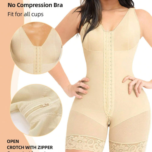 Full Body Shapewear - Fajas Colombianas with Tummy Control & Zipper Crotch