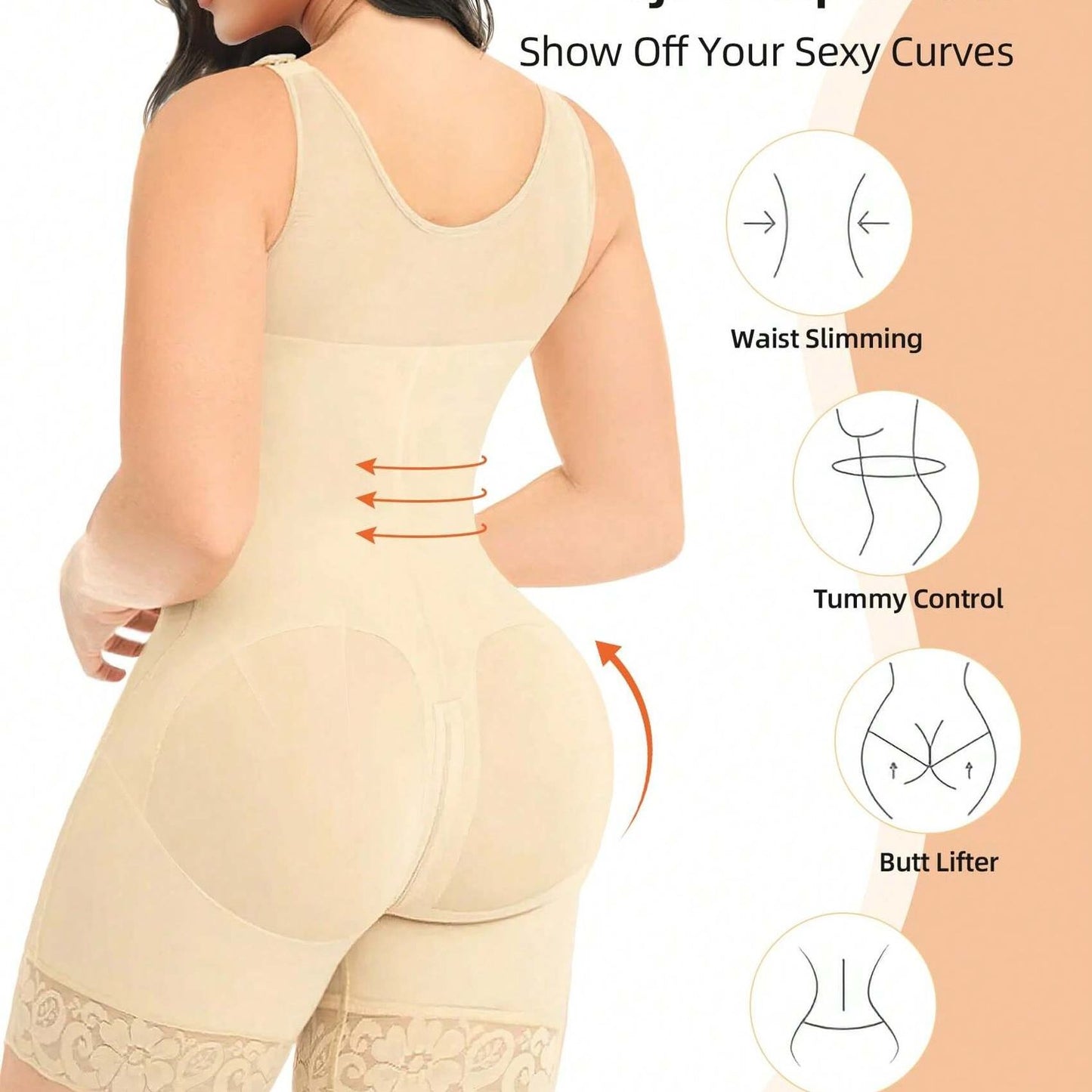 Full Body Shapewear - Fajas Colombianas with Tummy Control & Zipper Crotch