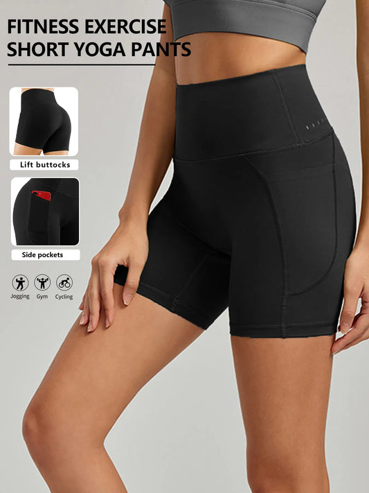 High-Waisted Biker Shorts with Pockets – Tummy Control Gym Shorts for Women