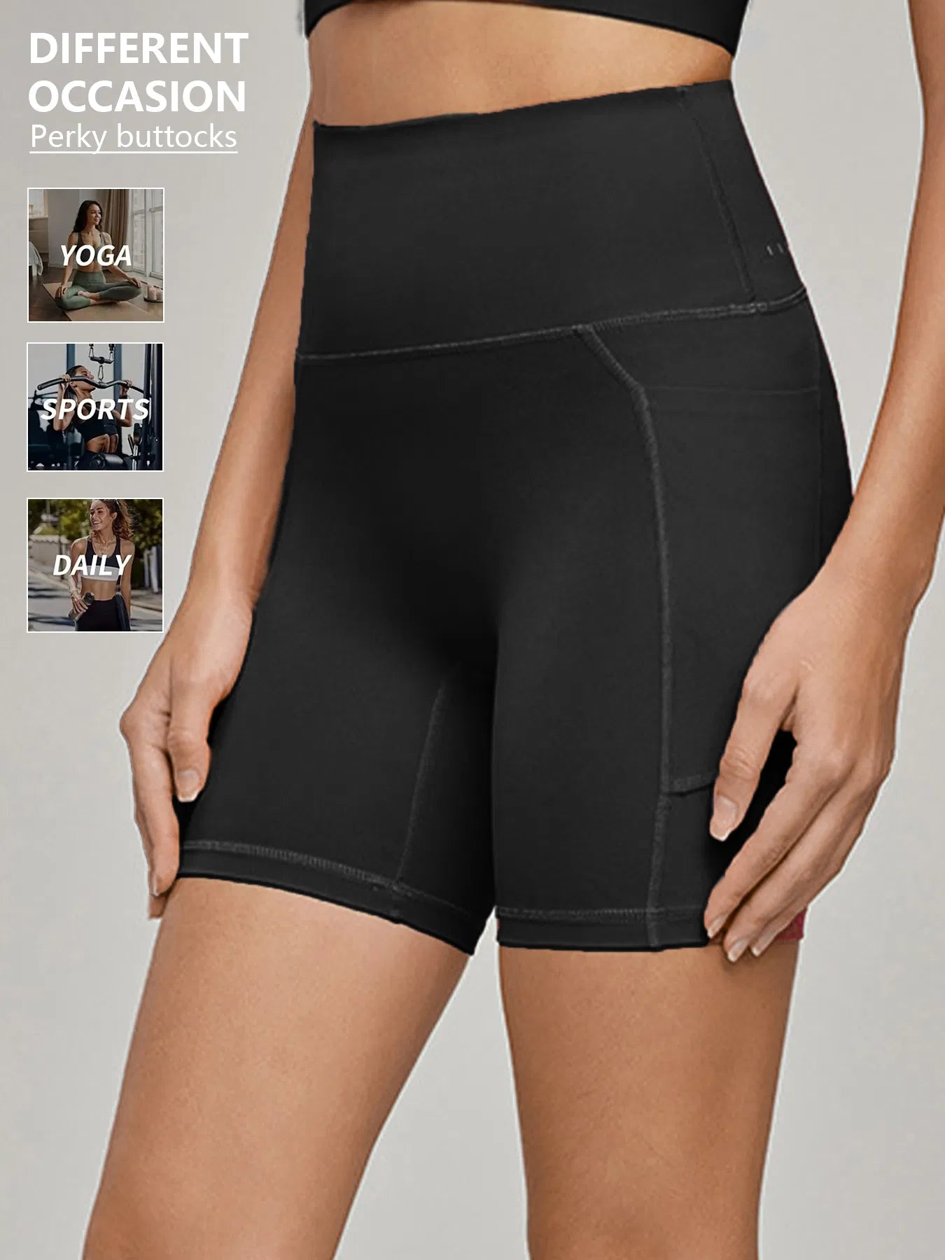 High-Waisted Biker Shorts with Pockets – Tummy Control Gym Shorts for Women