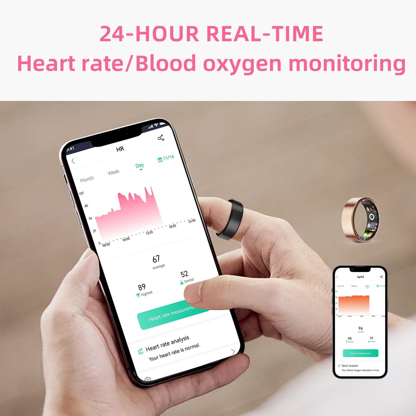 Smart Ring Health Tracker - Heart Rate and Blood Oxygen Tracker | For Men And Women