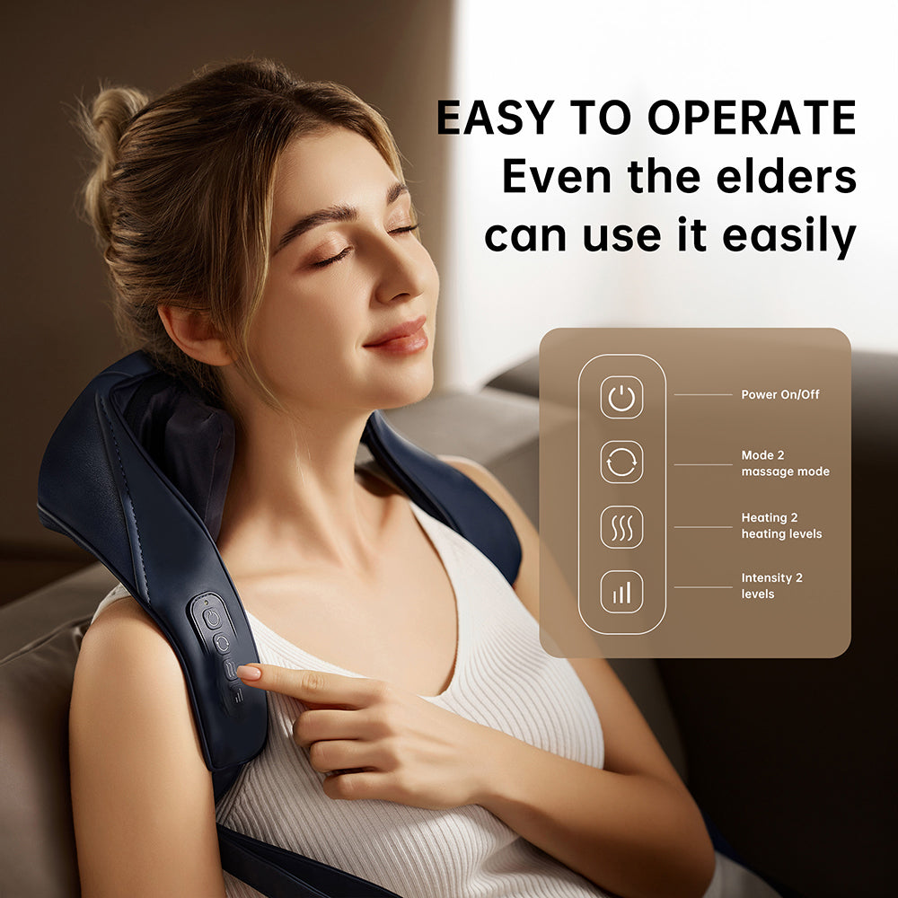 Cordless Shiatsu Neck & Back Massager with Heat | 6 Massage Heads | 2 Modes & Intensity Levels