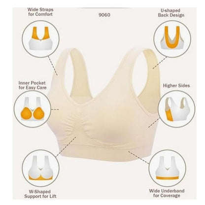 3-Pack Sports Bras For Women, Padded Strappy Racerback Push Up Open Back Medium Support Sports Yoga