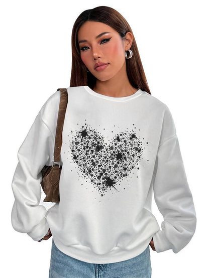 Women's Solid Color Crew Neck Sweatshirt with Side Pockets