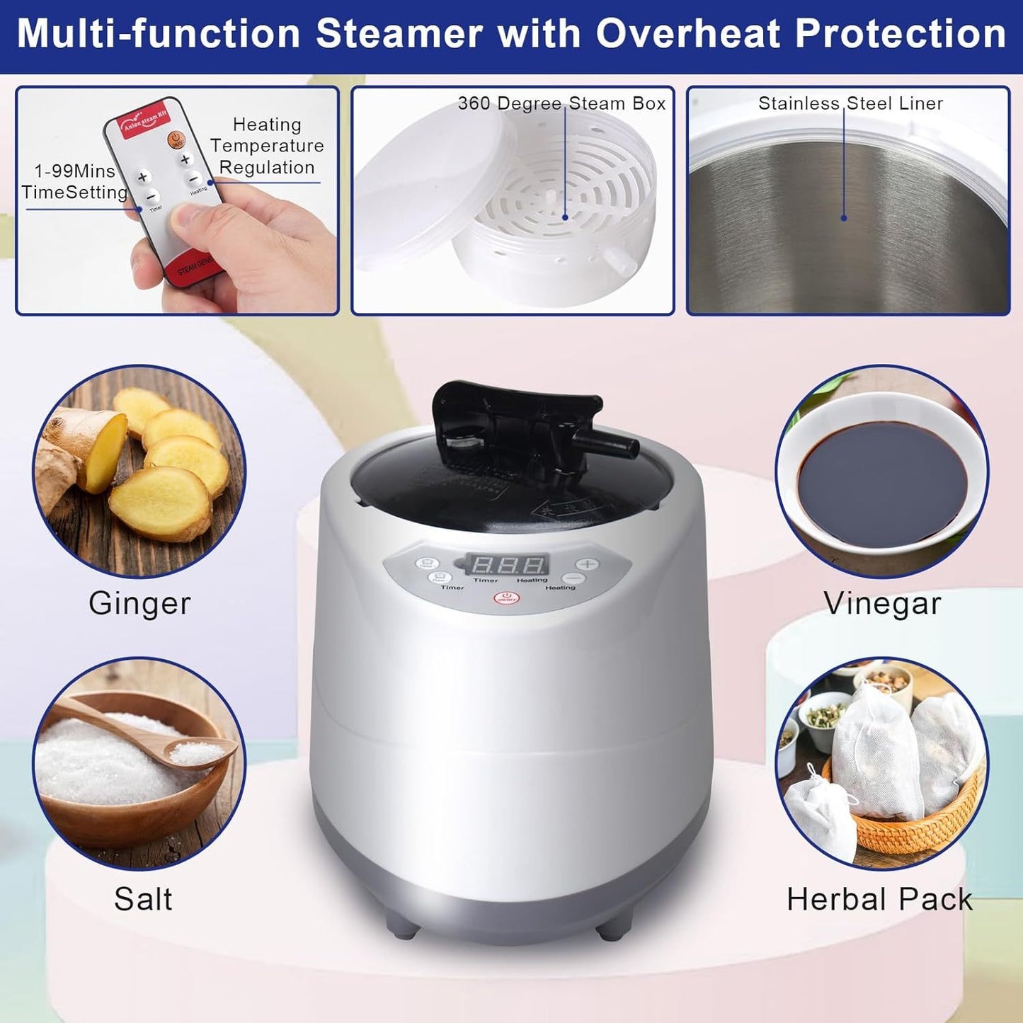 Portable Full Body Steam Sauna Tent with Chair & Remote for Home Relaxation