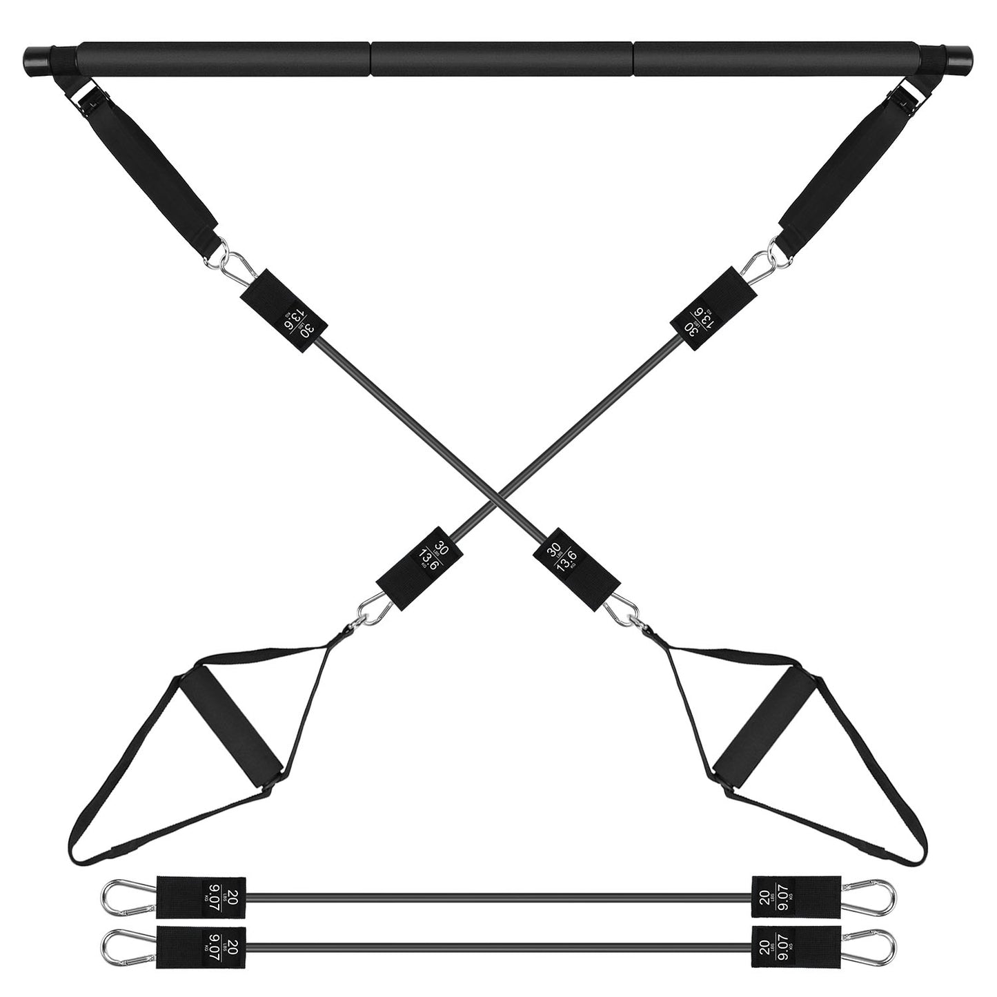 Pilates Bar Kit with Resistance Bands 100LBS/180LBS Full Body Workout Set