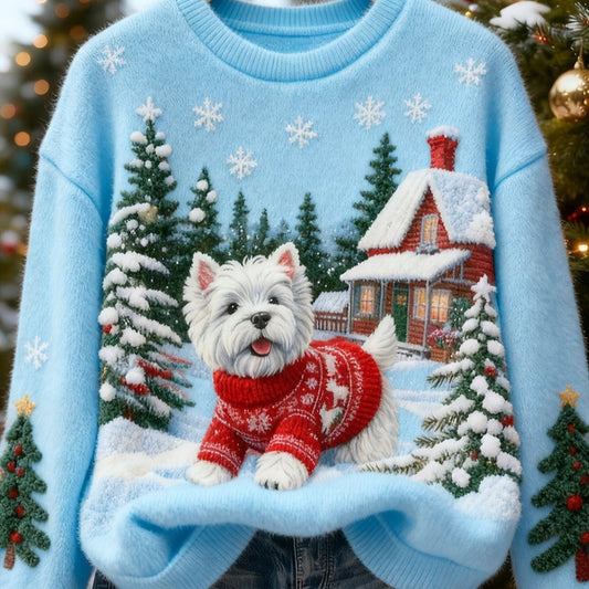 Digital-print Christmas Crew-neck Sweatshirt