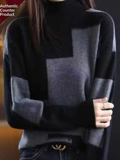 Velvet Sweater New FallWinter Half-Neck Knit Pullover