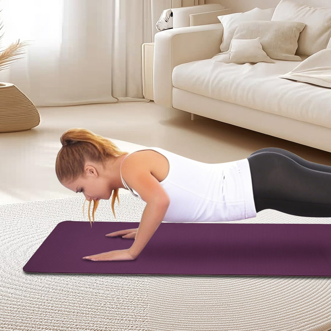 TPE Yoga Mat 72"x24" – Non-Slip, 6mm Thick, Lightweight | Purple