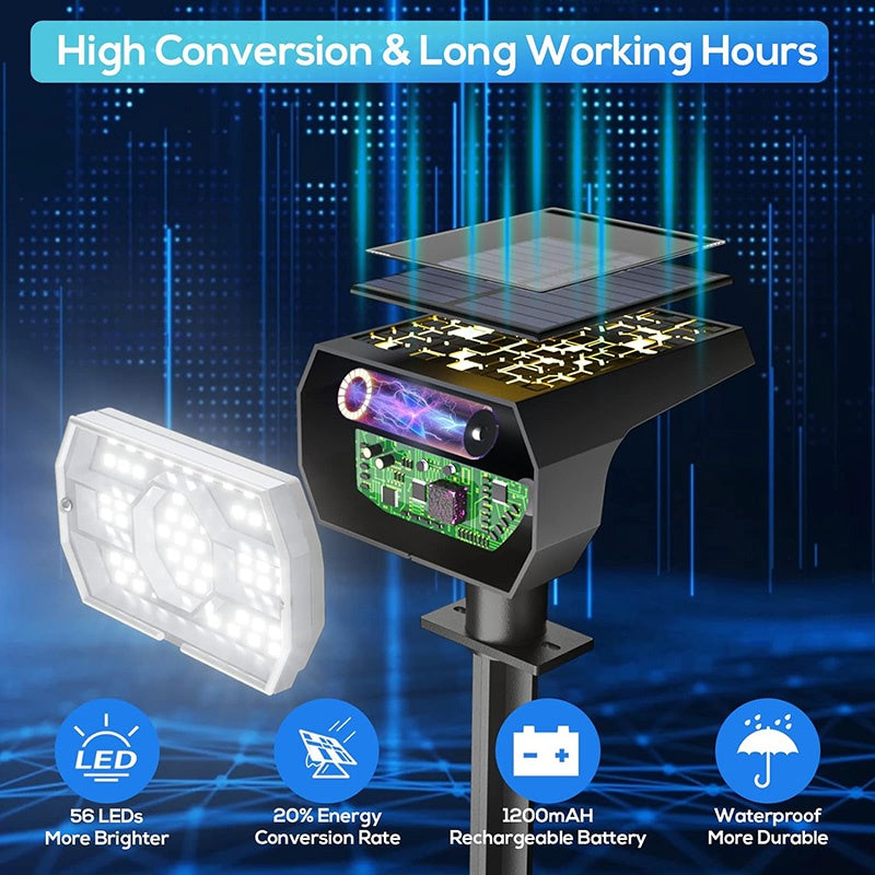 4 Pack Solar Outdoor Spot Lights with 56 LED, Waterproof IP68 Landscape Lighting for Garden, Yard & Pathway