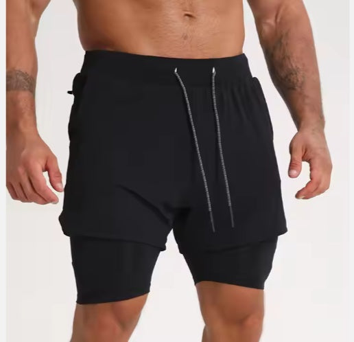 Gym Clothing Men Quick Dry 2 In 1 Gym Shorts Men Polyester Spandex Breathable Shorts Men Liner Running Fitness Shorts