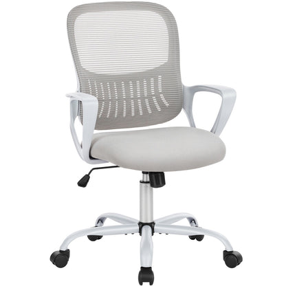 Ergonomic Mid-Back Mesh Office Chair – Lumbar Support, Fixed Armrests, 250 lb Capacity, Grey