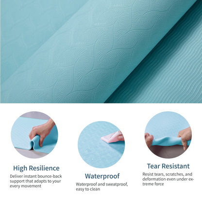 TPE Yoga Mat 72"x24" – Non-Slip, 5mm Thick, Lightweight | Green