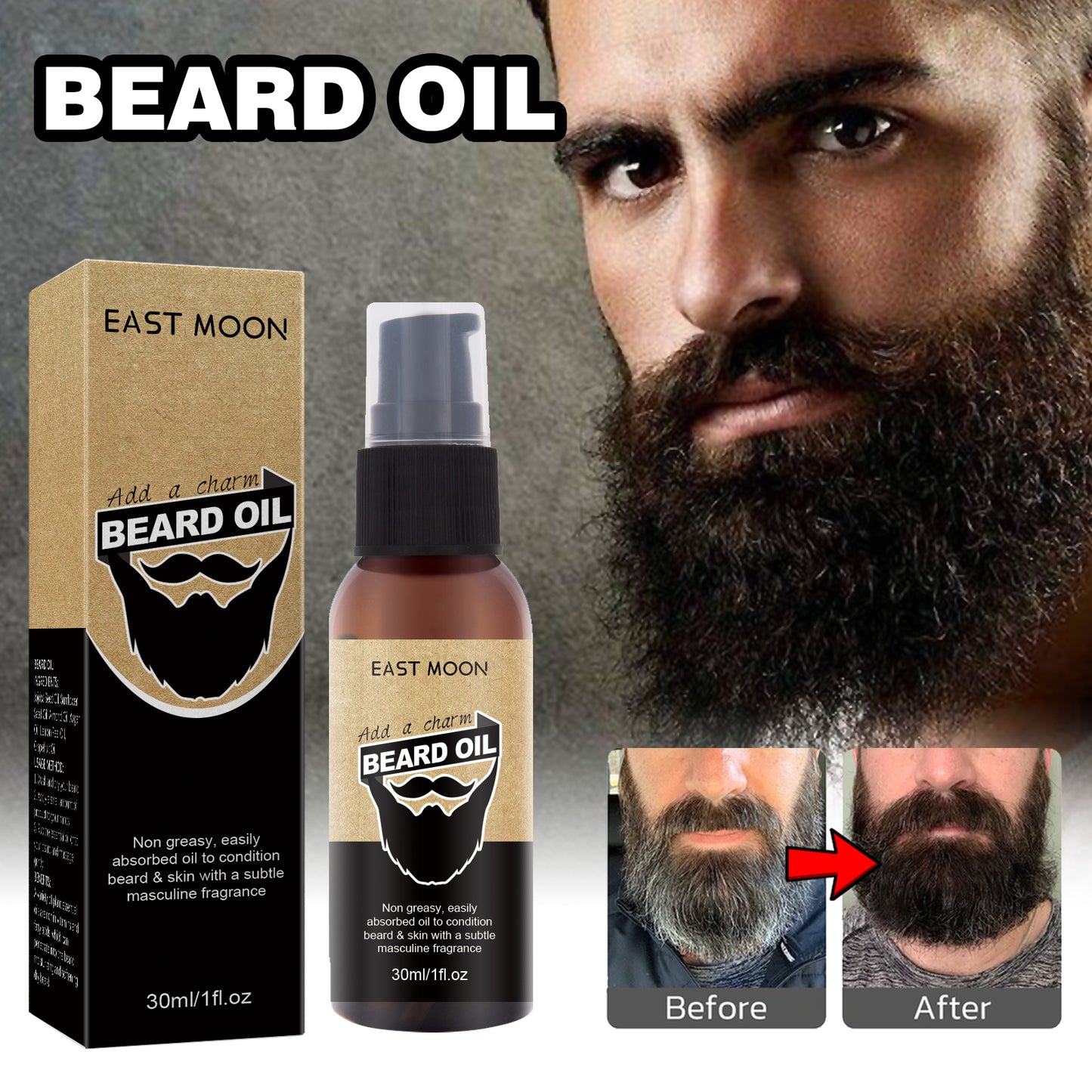 Beard Growth & Conditioning Oil for Men with Jojoba Oil for Soft, Thick & Healthy Beard