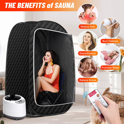 Ecoboom Home Foldable Portable Sauna Tent with Folding Chair, And Remote Control.