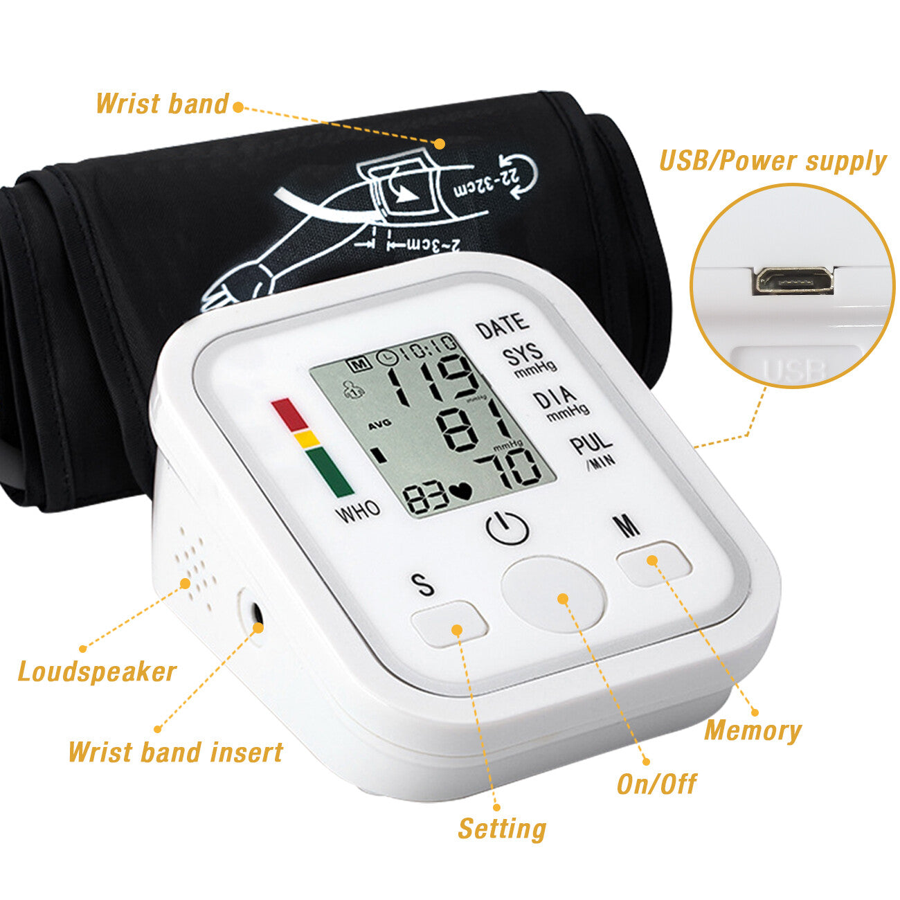 Automatic Upper Arm Blood Pressure Monitor | Voice Readout, Large Backlit LCD | 2-User Memory