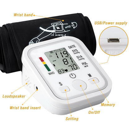 Automatic Upper Arm Blood Pressure Monitor | Voice Readout, Large Backlit LCD | 2-User Memory