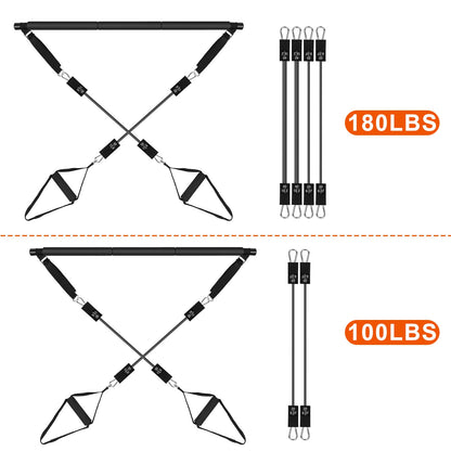 Pilates Bar Kit with Resistance Bands 100LBS/180LBS Full Body Workout Set