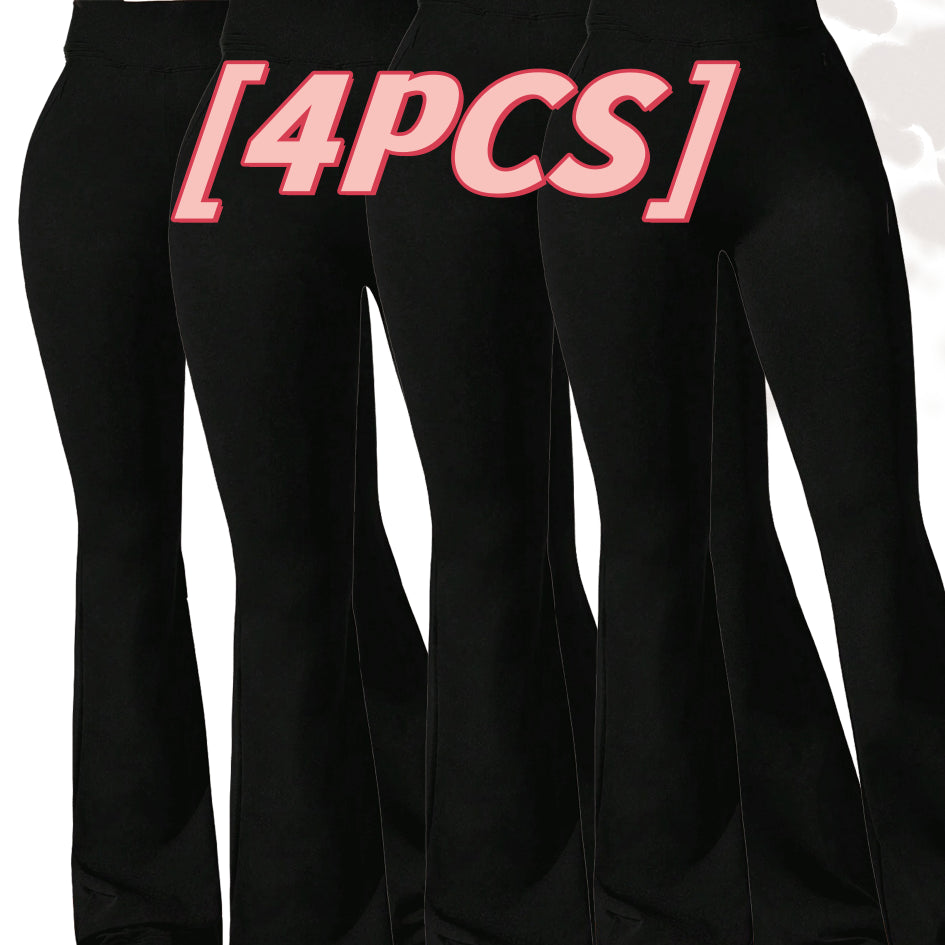 High-Waisted Flare Sharkskin Leggings – Slim Fit Yoga Pants (4-Pack)