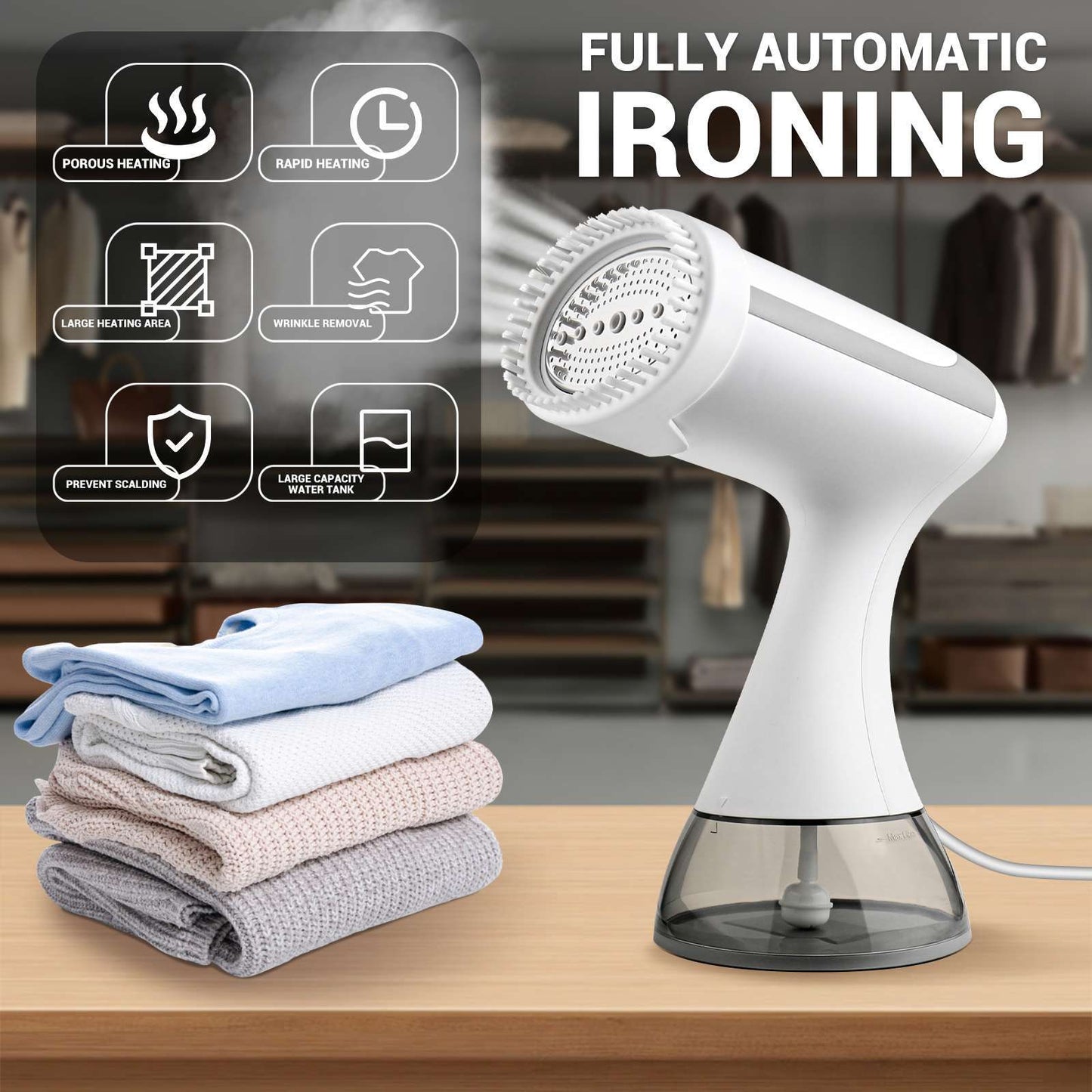 Portable Garment Steamer for Clothes with Fast Wrinkle Removal & Fabric Care