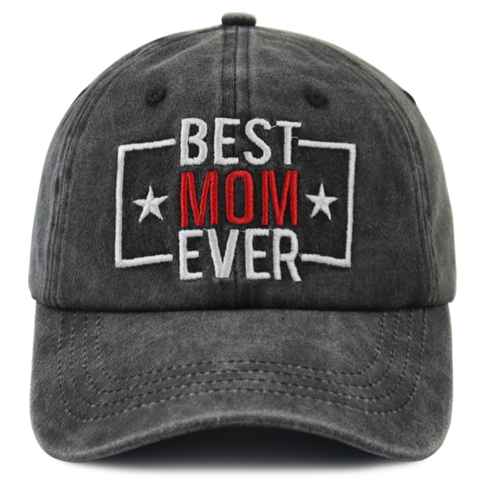 Best Mom Ever Embroidered Baseball Cap - Adjustable Cotton Hat