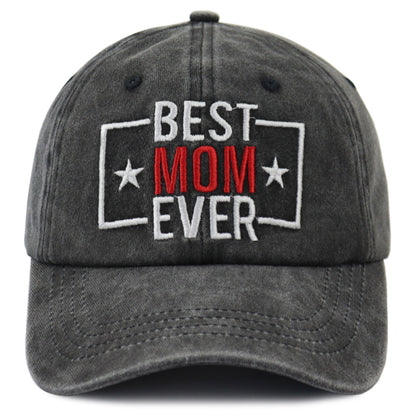 Best Mom Ever Embroidered Baseball Cap - Adjustable Cotton Hat