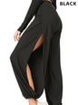 High-Slit Boho Harem Pants – Flowy Wide-Leg Yoga Pants for Women