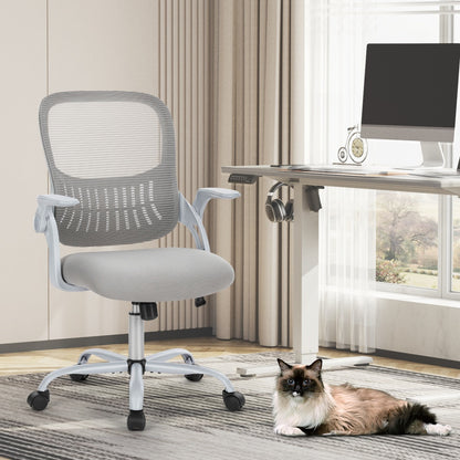 Ergonomic Mid-Back Mesh Office Chair – Lumbar Support, Flip Armrests, 250 lb Capacity, Grey