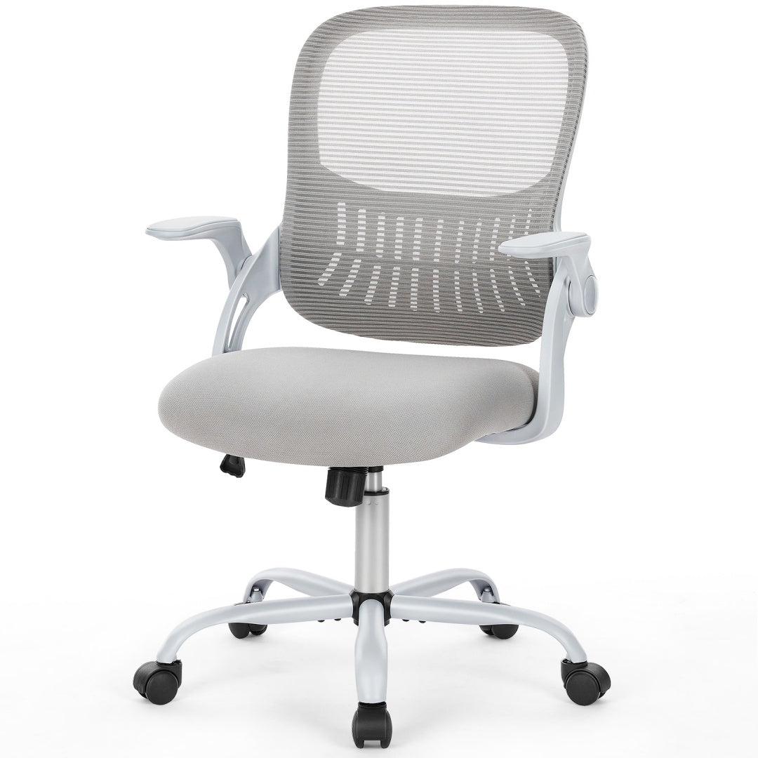 Ergonomic Mid-Back Mesh Office Chair – Lumbar Support, Flip Armrests, 250 lb Capacity, Grey