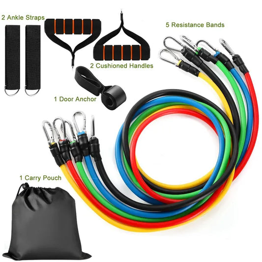 11-Piece Resistance Bands Set Up to 100lbs for Full Body Home Gym Workout