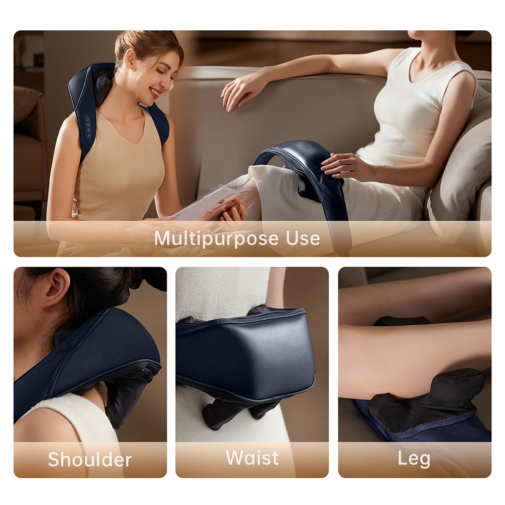 Cordless Shiatsu Neck & Back Massager with Heat | 6 Massage Heads | 2 Modes & Intensity Levels